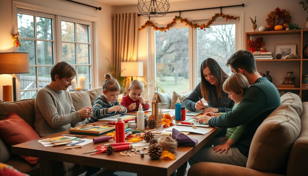 family crafting together