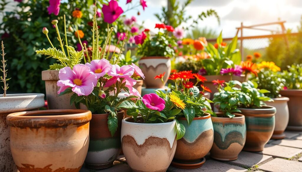handcrafted flower pots