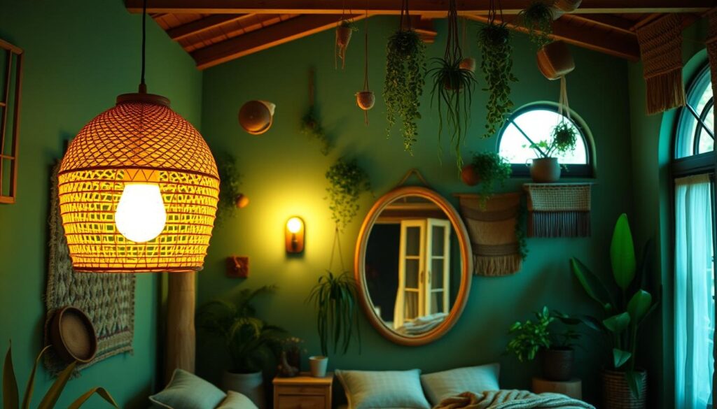 boho chic interior design lighting