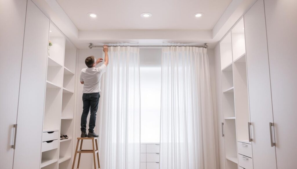 closet curtain installation
