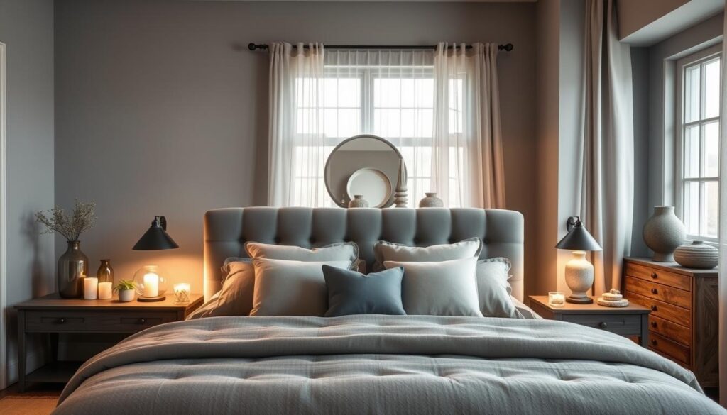 cozy gray bedroom accents