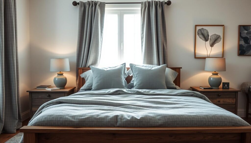 gray bedroom textiles