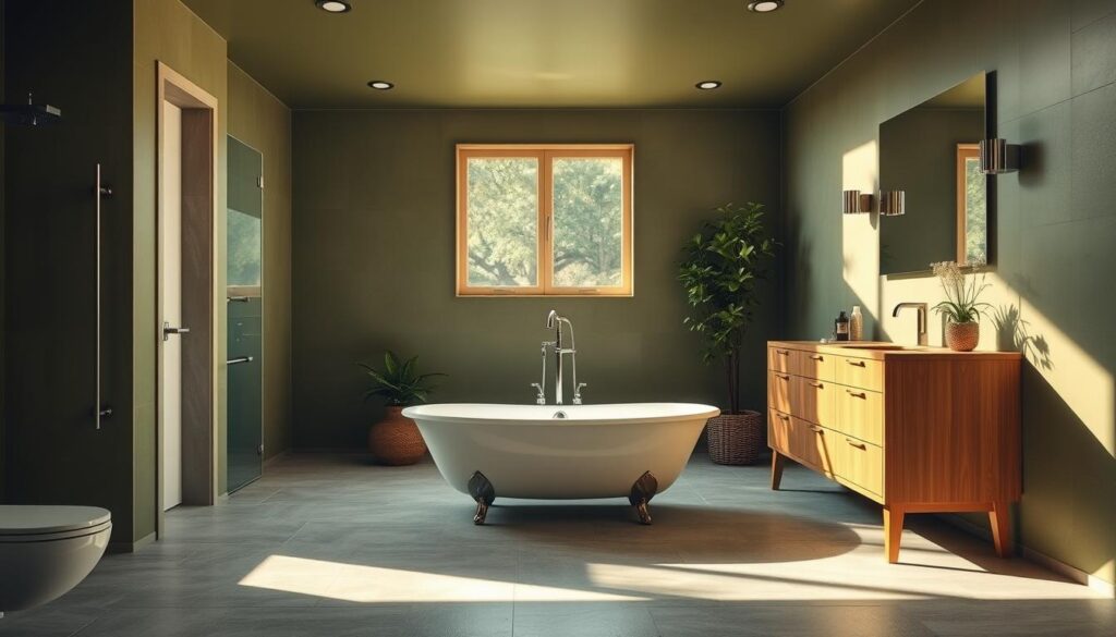 olive green bathroom