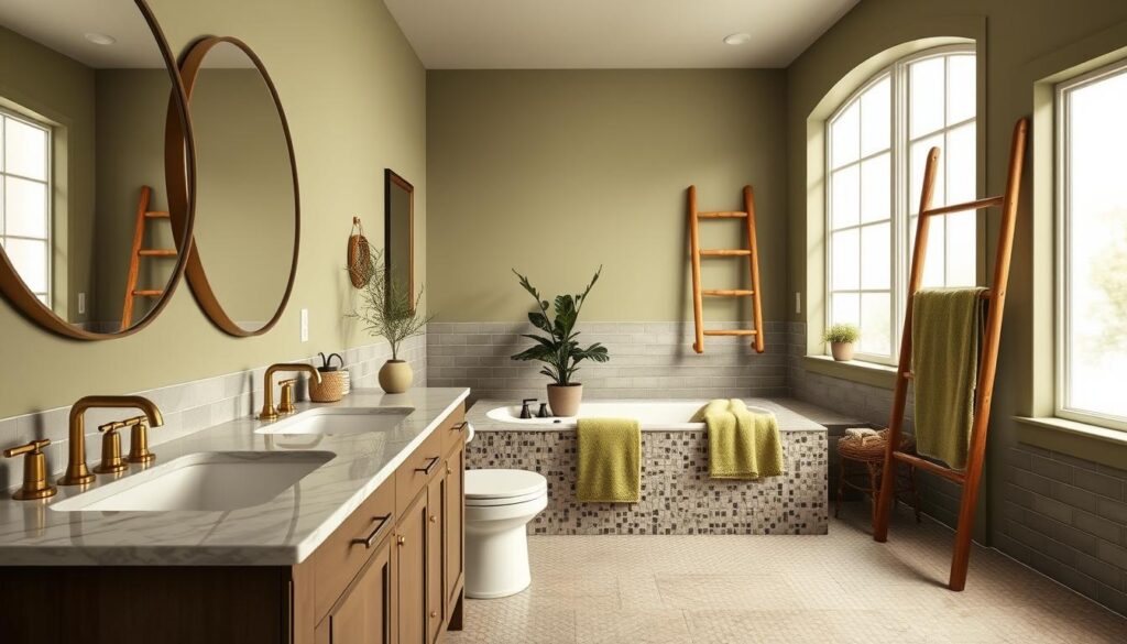 olive green bathroom decor