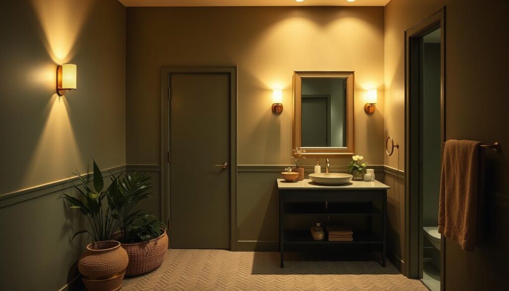 olive green bathroom lighting
