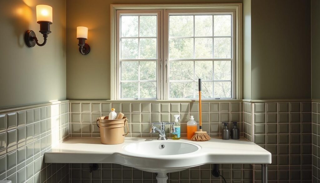 olive green bathroom maintenance