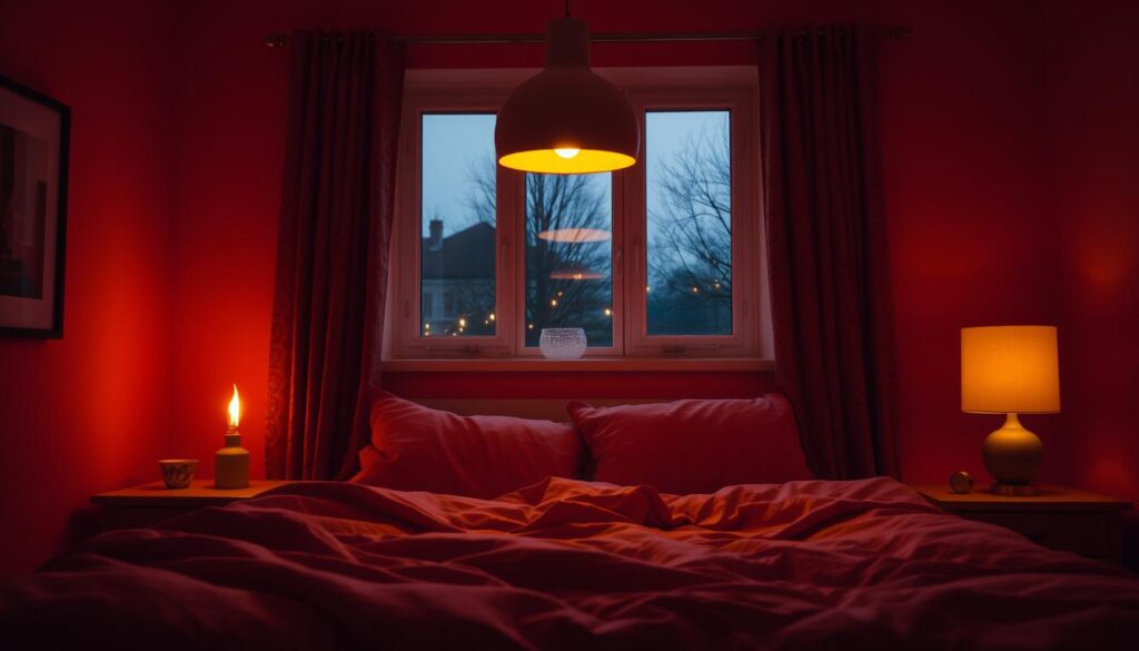 orange bedroom lighting