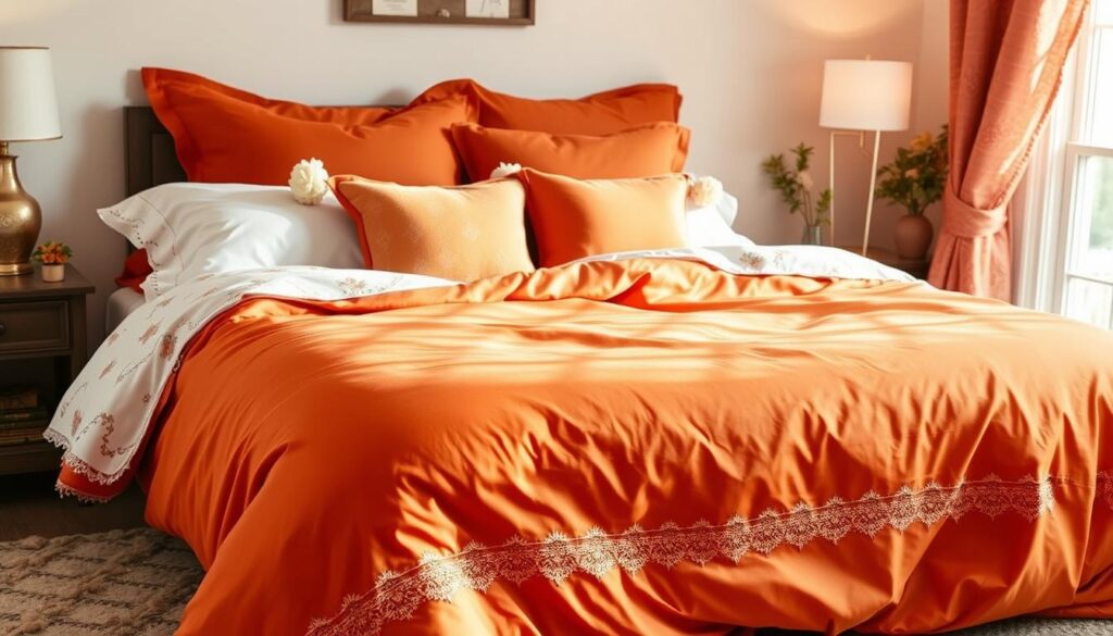 orange bedroom textiles