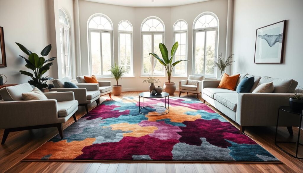 room makeover with statement rug