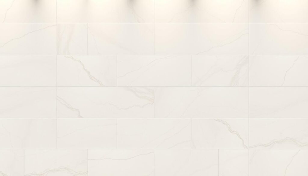 Expansive porcelain tiles arranged in a seamless, uninterrupted pattern, capturing the essence of minimalist luxury. The tiles, large format and exquisitely polished, create a sleek and sophisticated surface that reflects the ambient lighting, evoking a sense of depth and grandeur. The composition showcases the tiles' subtle tonal variations and clean, modern aesthetic, seamlessly integrating them into the surrounding space. Soft, even illumination from above accentuates the tiles' smooth, unblemished texture, while carefully considered angles and perspectives emphasize the sheer scale and impressive presence of these large format porcelain tiles.