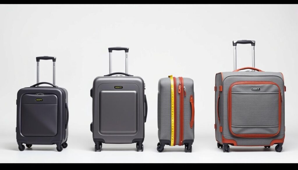 Different luggage sizes compared side by side