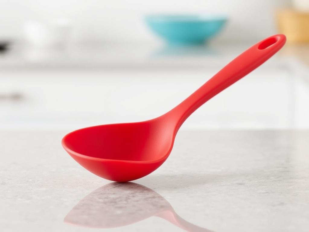 Dreamfarm Supoon Silicone Scraping Spoon resting on counter without touching surface