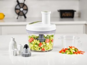 Fullstar Vegetable Chopper with multiple blade attachments and collection container