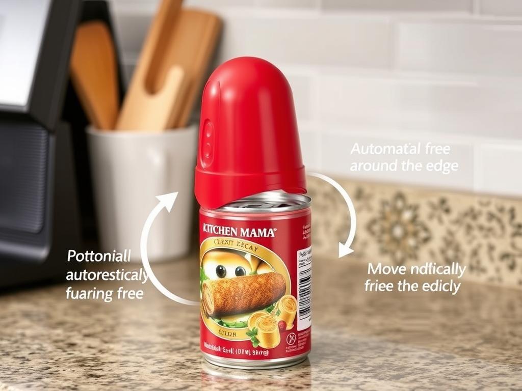 Kitchen Mama Electric Can Opener opening a can hands-free