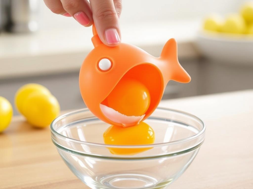 Ototo Dunk N' Egg Yolk Separator separating egg yolk from white